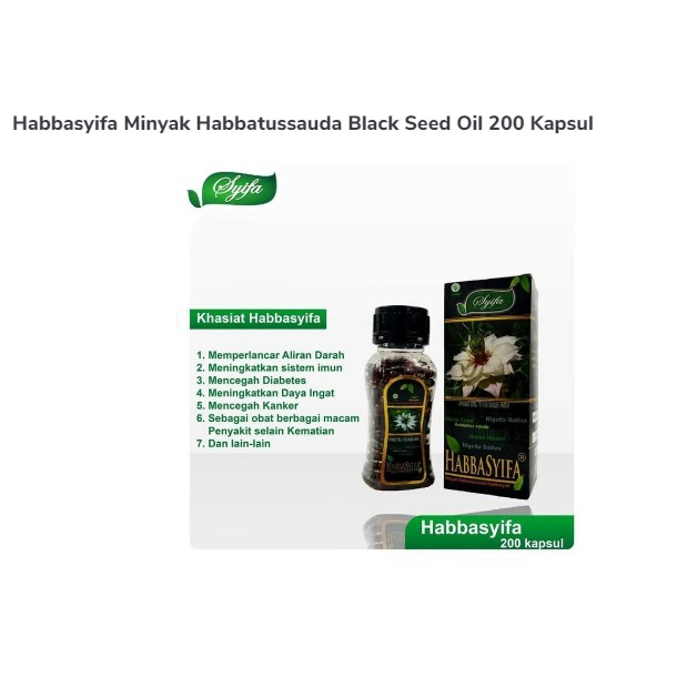 

Habbasyifa Minyak Habbatussauda Black Seed Oil 200 Kapsul
