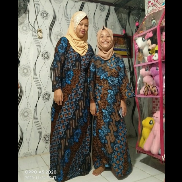 Batik Couple Keluarga Terbaru Adli Pekalongan,~motif Seno Biru Termurah Dan Terlaris Di Thn 2021