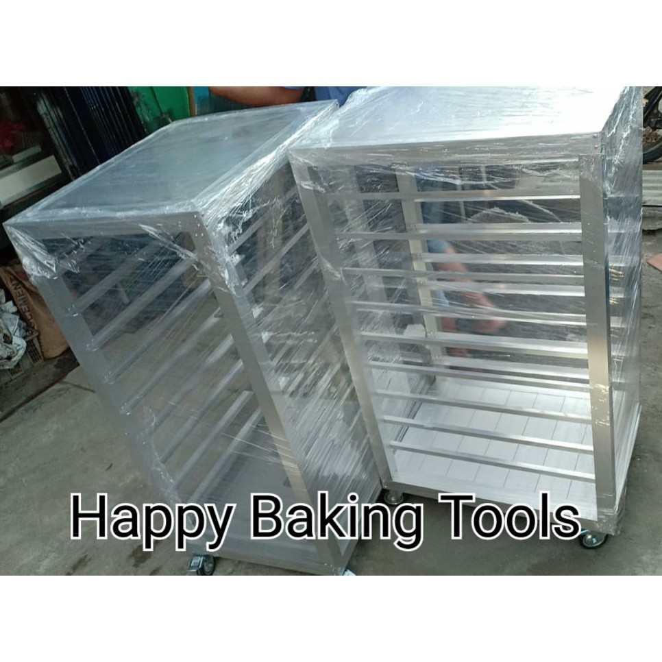 Trolley rak kue roti 10 susun, Cooling rack trolley 10 susun, Rak kue bakery cake cookies