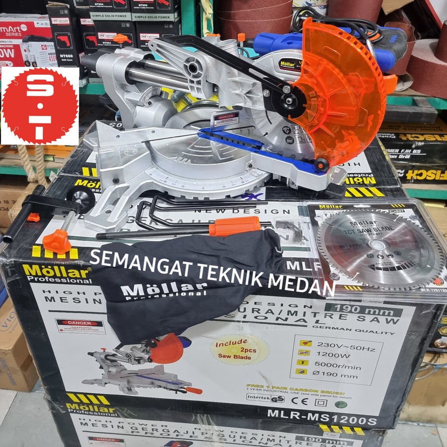 MLR-MS1200S MITER SAW SLIDING COMPOUND GERGAJI KAYU 7" 7 " INCH MOLLAR