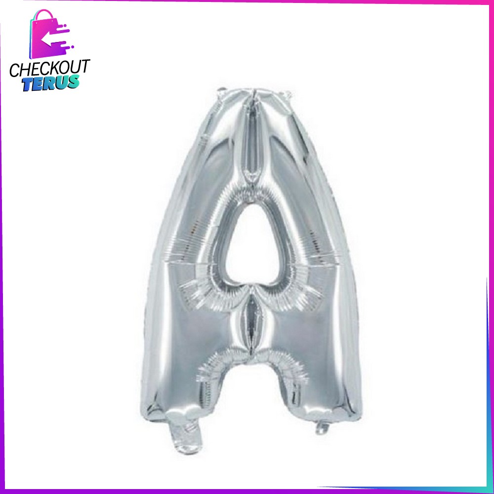 CT C390 Balon Foil Silver Abjad Alphabet Angka Polos Balon Huruf A-Z Balon Foil Angka 0-9 Balon Foil Perlengkapan Ulang Tahun Balon Pesta