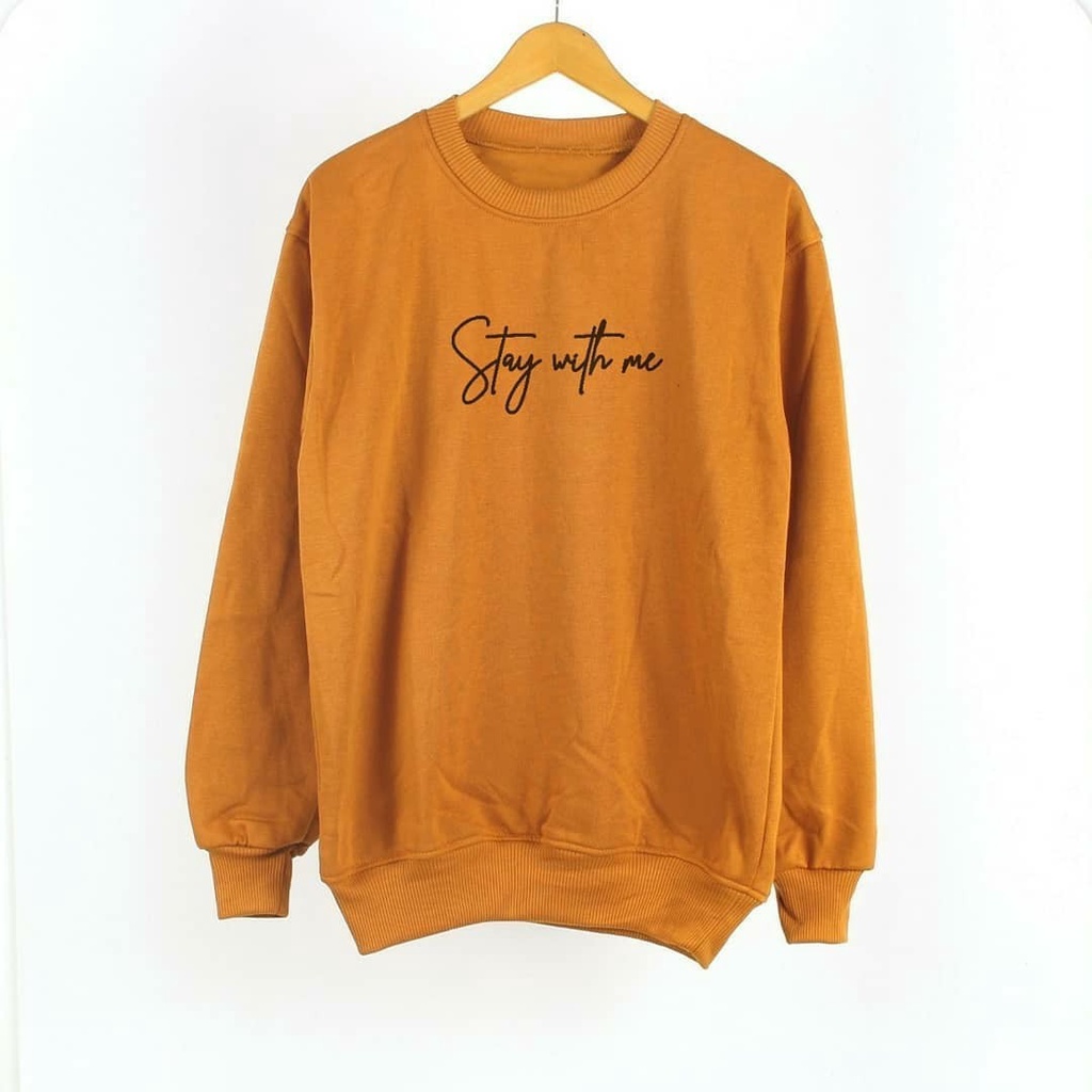 sweater tanpa kupluk pria xxl STAY WITH ME  warna kubus crewneck oversize murah berkualitas