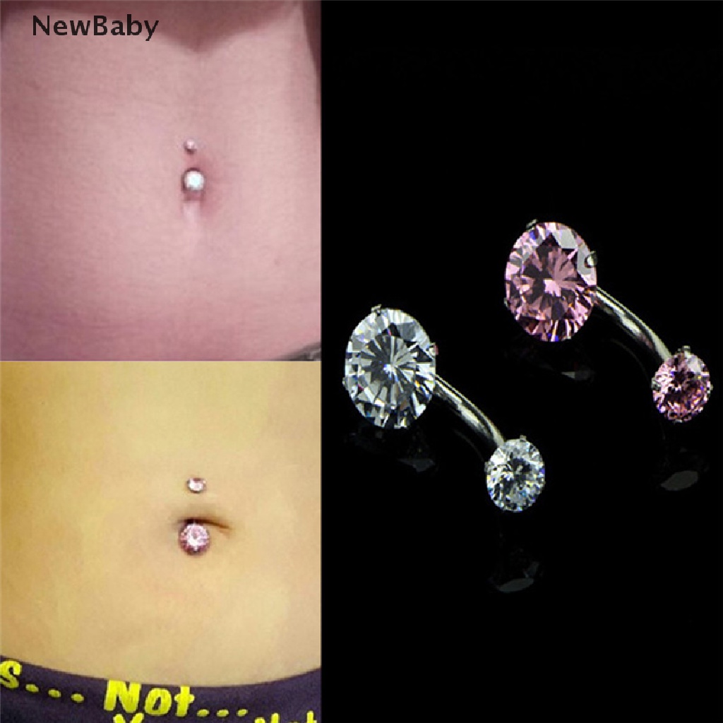 NewBaby Surgical Steel Navel Rings Crystal Belly Button Ring Bar Piercing Jewelry Beauty ID