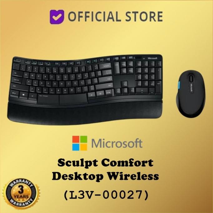 Microsoft Sculpt Comfort Desktop Wireless Keyboard Mouse L3V-00027