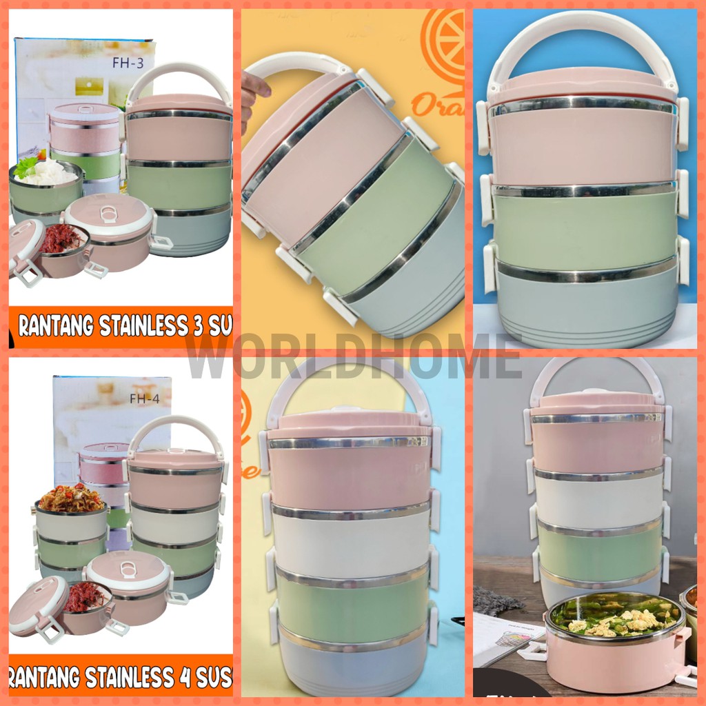 Rantang Stainless 3 Dan 4 Susun, Tahan Panas, Kedap Udara, Tetap Awet