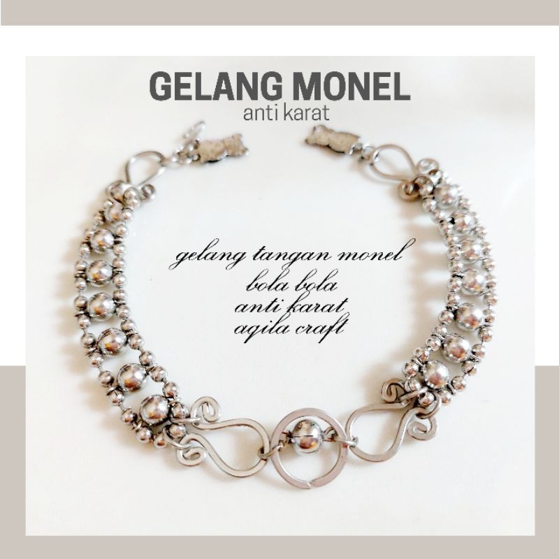 GELANG TANGAN DEWASA MONEL ANTI KARAT GESER GAMBAR