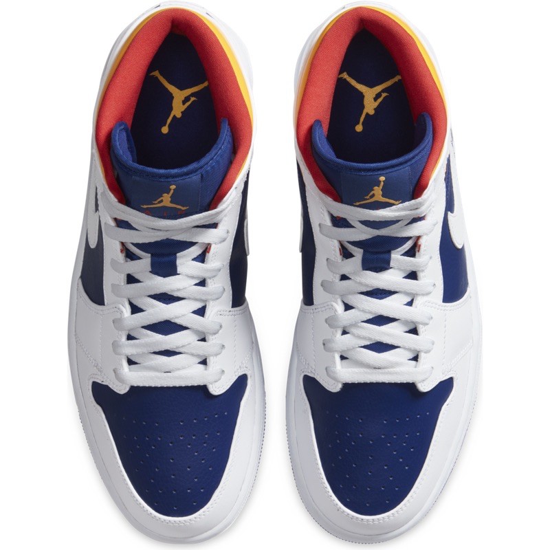 air jordan 1 mid royal blue and laser orange