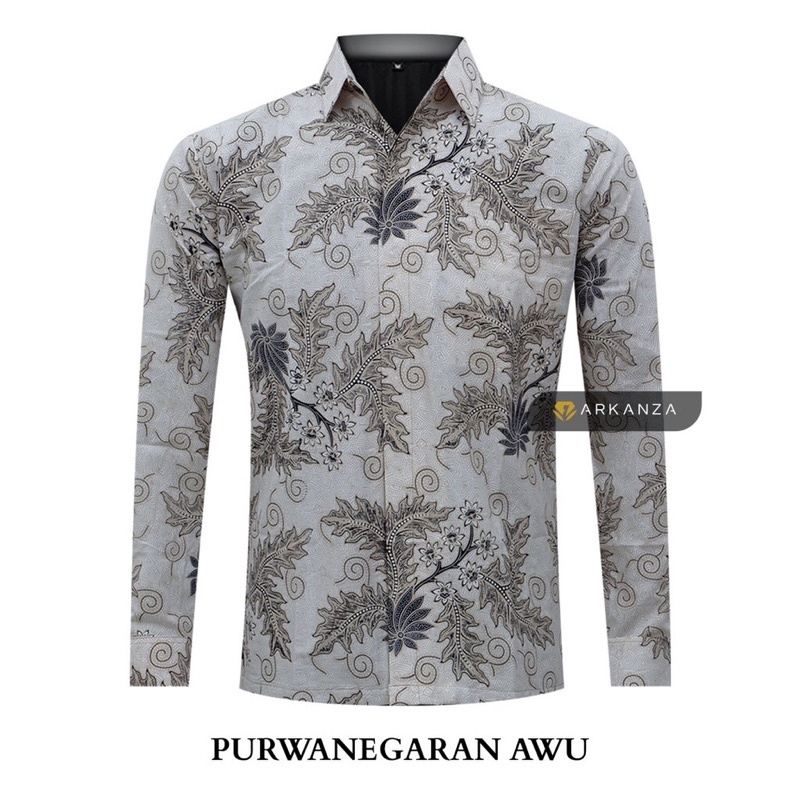 BATIK ARKANZA Motif Purwanegaran Awu Baju Batik Pria