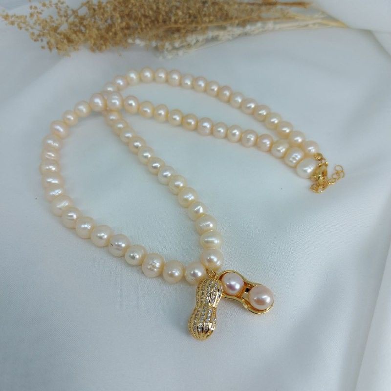kalung mutiara asli lombok model kacang kalung mutiara tawar
