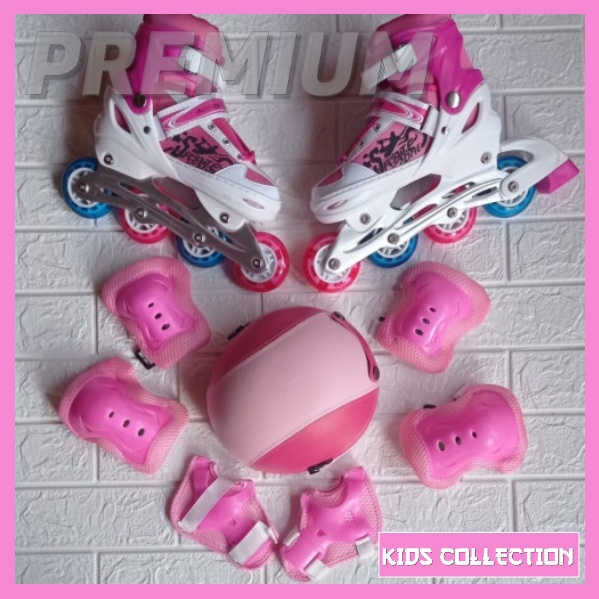 Sepatu Roda Set Helm Anak Cewe Free Set Deker Pelindung