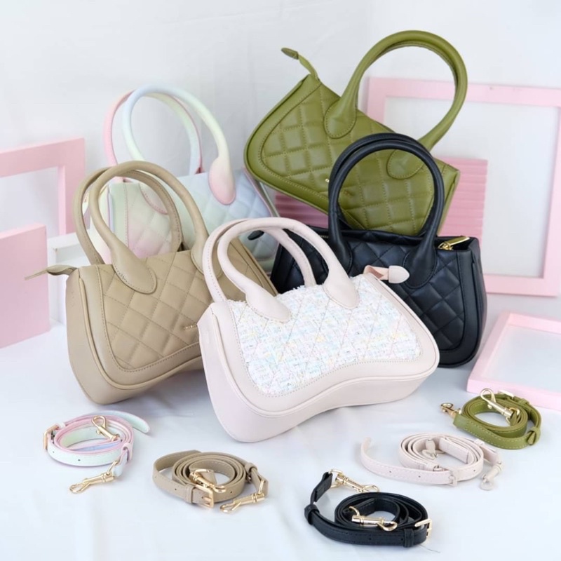 Tas Selempang Wanita CK Top Handle Slingbag Premium Import Hitam, Black, Coklat, Mocca, Hijau, Green