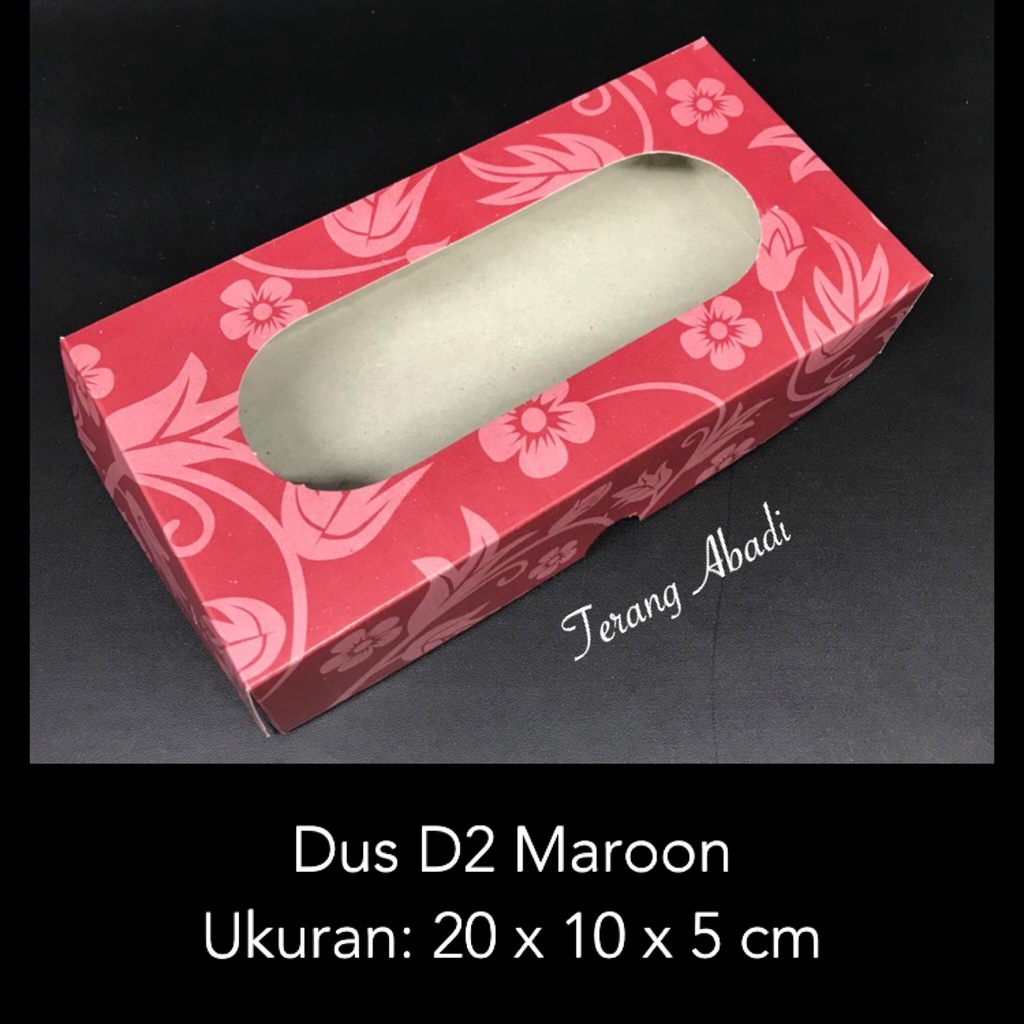 Dus D2 Maroon 20 x 10 x 5 cm / Dus Kue / Dus Roti / Dus Snack / Dos Ultah / Dus Hajatan/ Dos donat ganda/ kotak kue/ snack box/ dos jajan/ kerdus kaca
