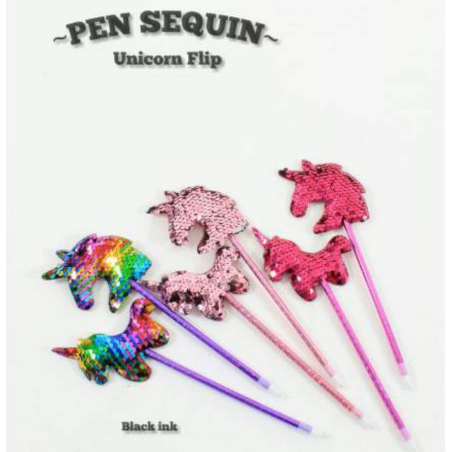 GEL PEN SEQUIN FLIP UNICORN LLAMA HEART BUTTERFLY