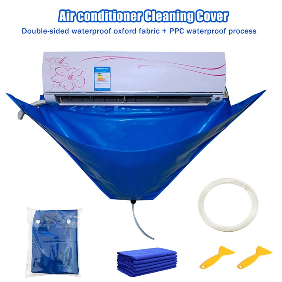 Plastik Cuci AC Air Conditioner Cleaning Cover Waterproof - YK-400 - Blue