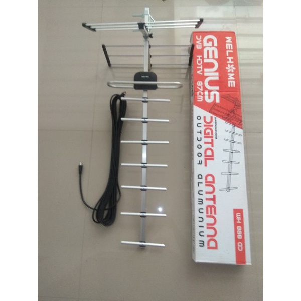 Antena uhf digital welhome 888 panjang 87cm kabel 10meter bisa untuk set top box dvbt2 bahan alumini