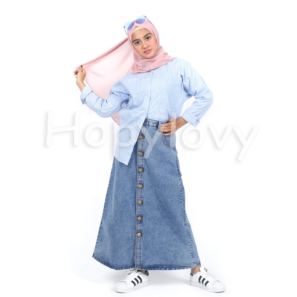 HOPYLOVY - Rok Jeans Panjang Button Up Fabian-2