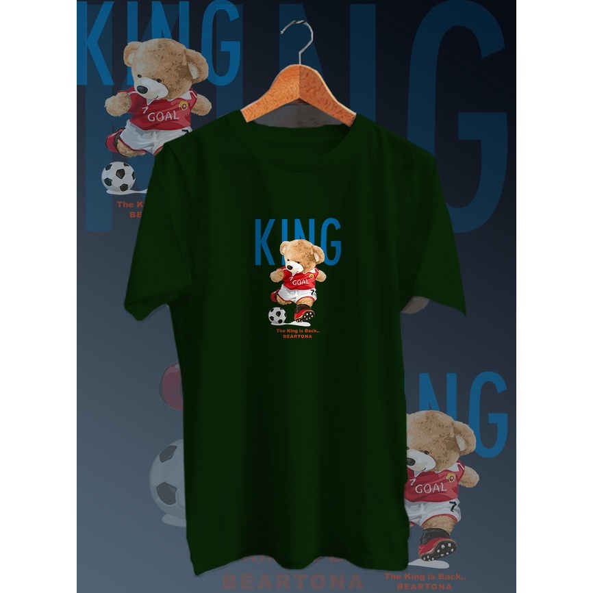 KAOS DISTRO PRIA COTTON COMBED PE 30S DEPAN /TSHIRT GAMBAR DIGITAL FULLPRINT BEAR KING NECK/LENGAN PENDEK