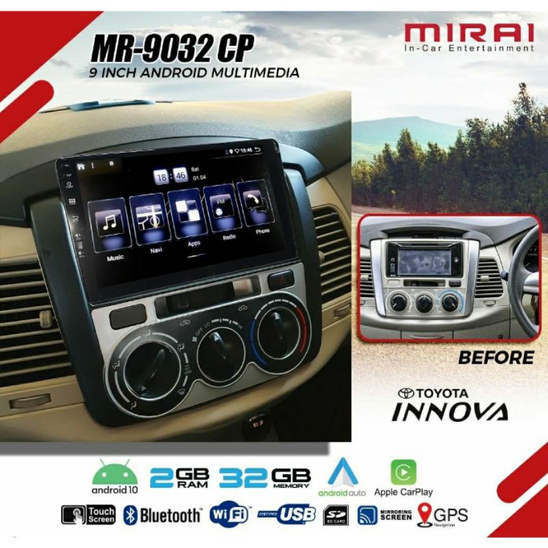 Head Unit Android MIRAI Innova Type G 2011-2015 Layar 9 Inch Android 1