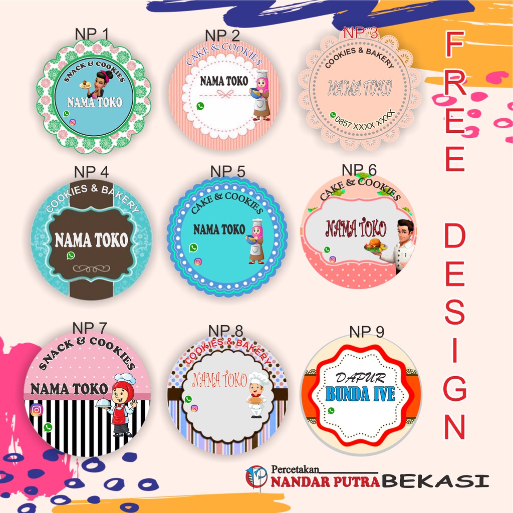

Cetak stiker custom bulat/oval Kromo A3+ Cutting/stiker label makanan.