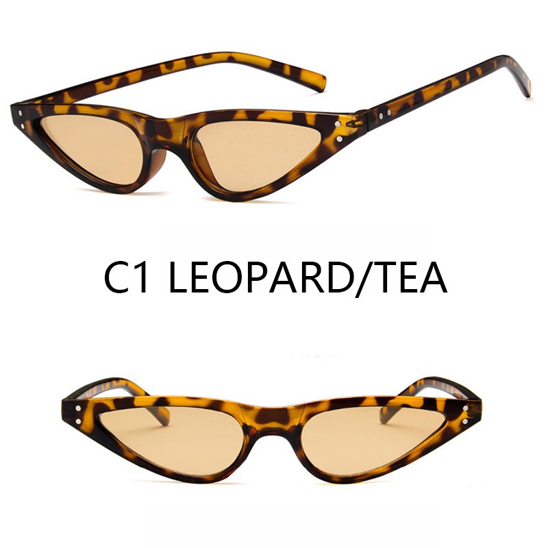 (YUZHU) Kacamata Hitam Vintage Cat Eye Small Sunglasses Drop Shape Women/Men Retro Sun Glasses