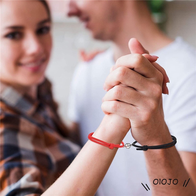 2 Pcs Gelang Cinta Pasangan Tali Kepang Magnetik Gaya Cina Untuk / Pria / Wanita - ol