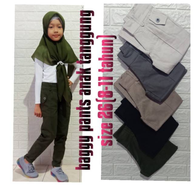 Celana Baggy Twill Combed Anak Perempuan Tanggung  Usia 6 Th Sampai 12 Tahun