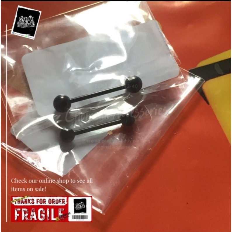 Piercing earring anting tindik barbel lidah titanium pelangi