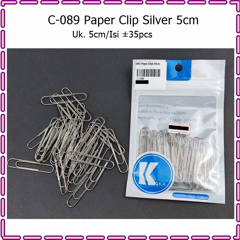 C-089 Klip Kertas/Paper Clip Silver 5cm