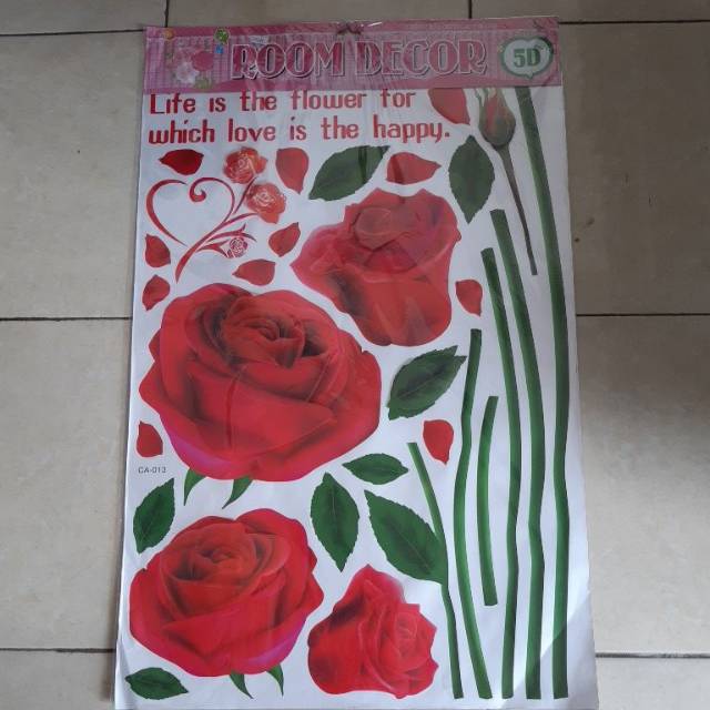 Wall sticker 5D motif bunga mawar besar