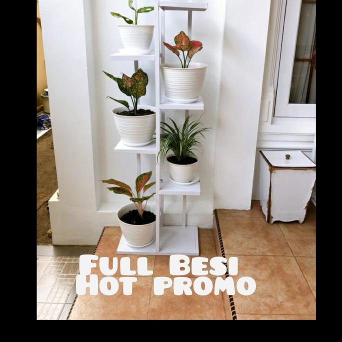 pot bunga, full besi rak standing vas bunga rak besi pot bunga putih