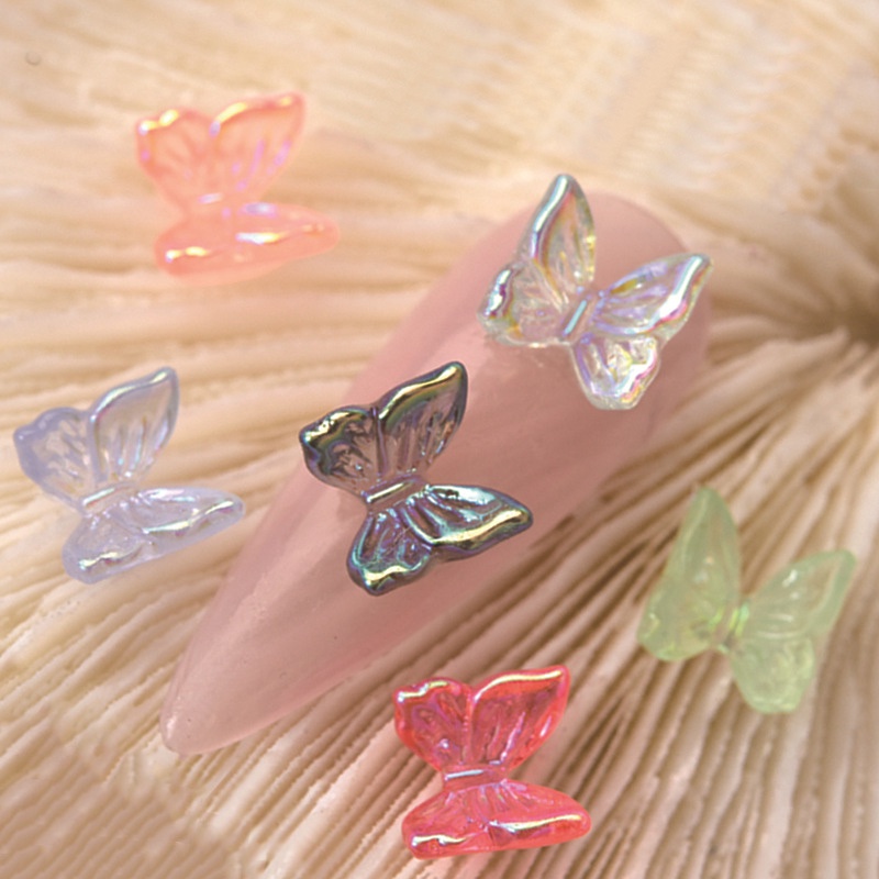 50pcs Butterfly Warna-Warni Ukuran 65mm Untuk Aksesoris Nail Art Diy