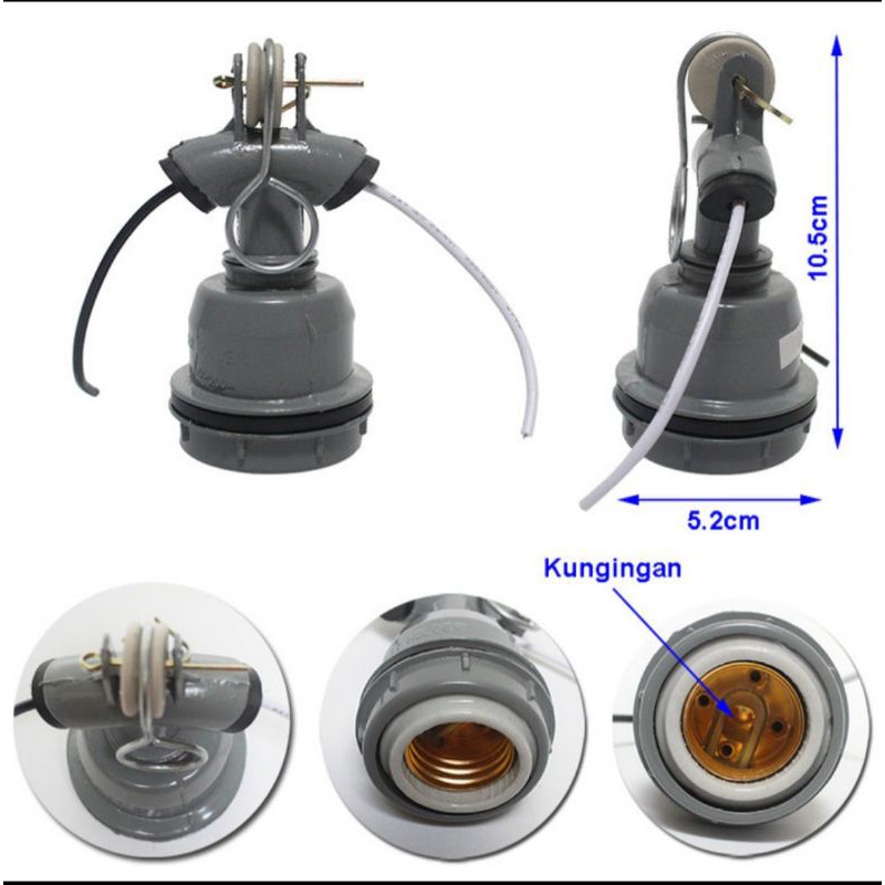 Fitting Gantung Lampu / Fitting WD E27 / Fitting Body Besi dan Body Plastik + Keramik Porcelin