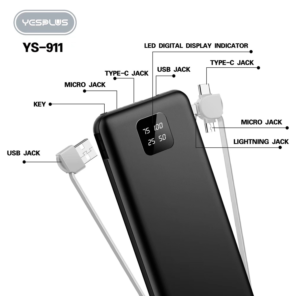 【33LV.ID】5 MODEL POWERBANK 20000 mah 10000 mAh Fast Charging Murah Mini LCD with Kabel Data lightning Type C Micro USB