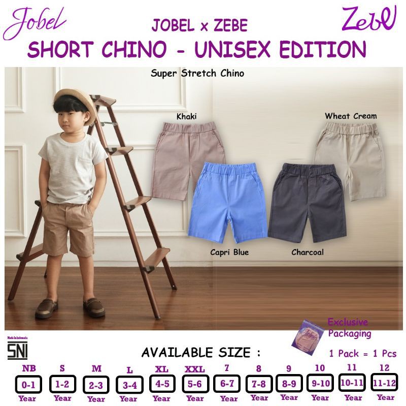 KZL15 KAZEL JOBEL SHORT CHINO UNISEX CELANA PENDEK ANAK ISI 1