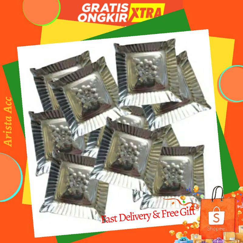 10pcs Piring kertas perak ulang tahun kue tart lepek snack / piringkertas / bisa cod