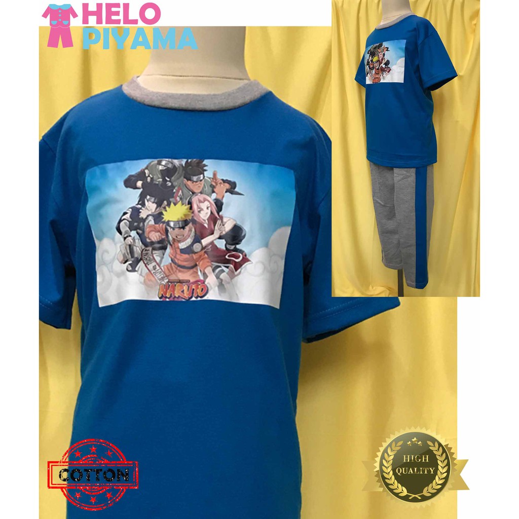 Helo Piyama - Baju Tidur Stelan Kaos Anak Cowok Naruto