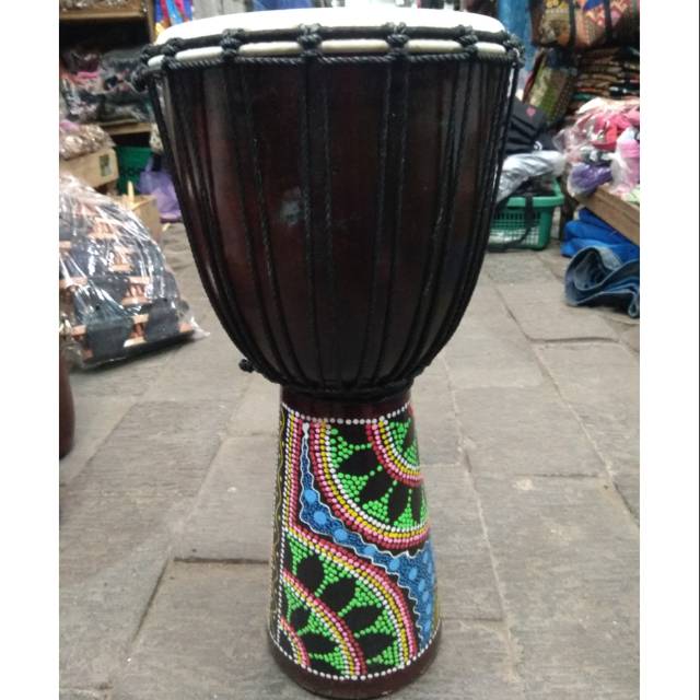 ALAT MUSIK TRADISIONAL JIMBE 60 x 27 CM BAHAN KULIT KAMBING DAN KAYU MAHONI - ALAT MUSIK PUKUL MURAH