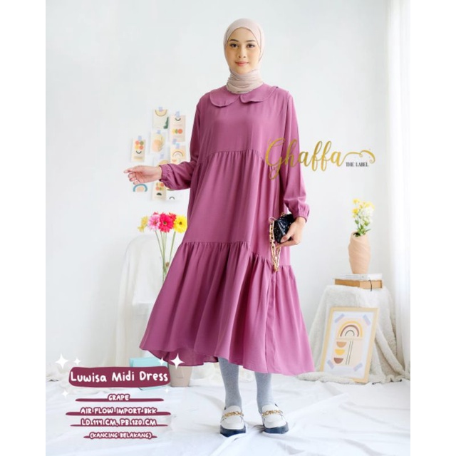 LUWISA MIDI DRESS BY GHAFFA THE LABEL (MIDI DRESS MUSLIMAH) Dress wanita rekomended