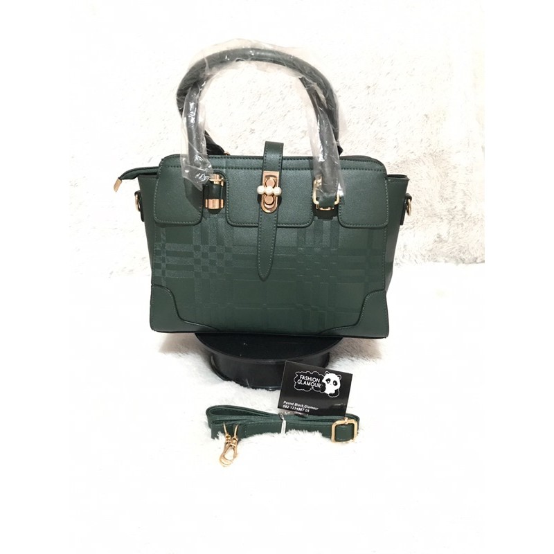 TAS IMPORT HAND BAG + SLING BAG WANITA KOREA TAS PESTA MEWAH ELEGANT GREEN 28CM x 21CM