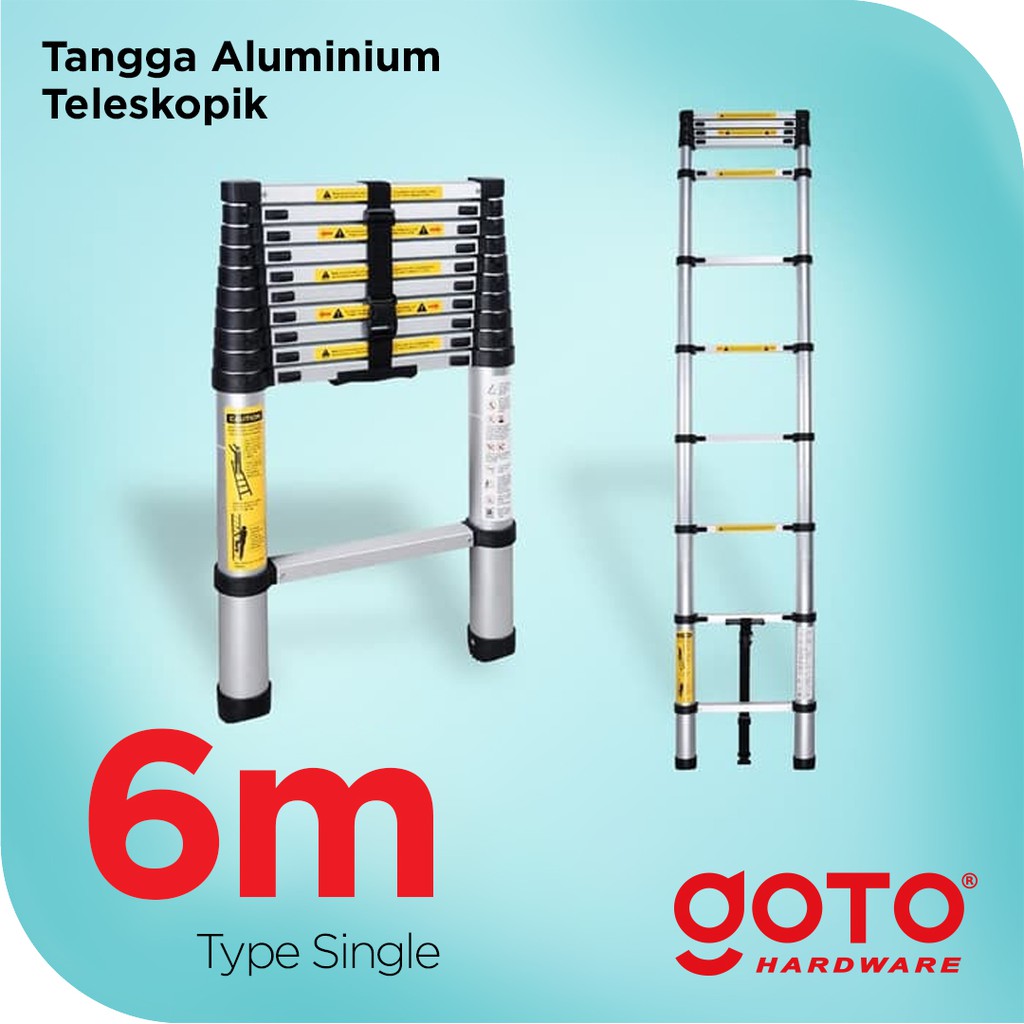 Tangga Lipat Aluminium Teleskopik 6M Single Telescopic Ladder 6 M