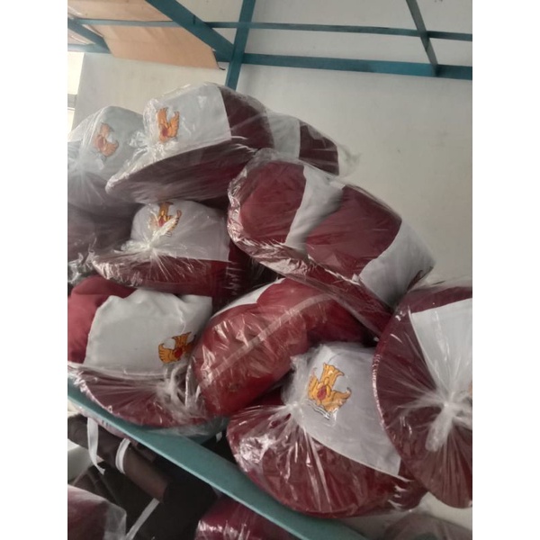 topi sekolah topi merah putih dan merah-merah