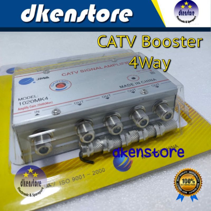 CATV Booster 4 way Cabang Antena TV kabel spliter splitter 4Way