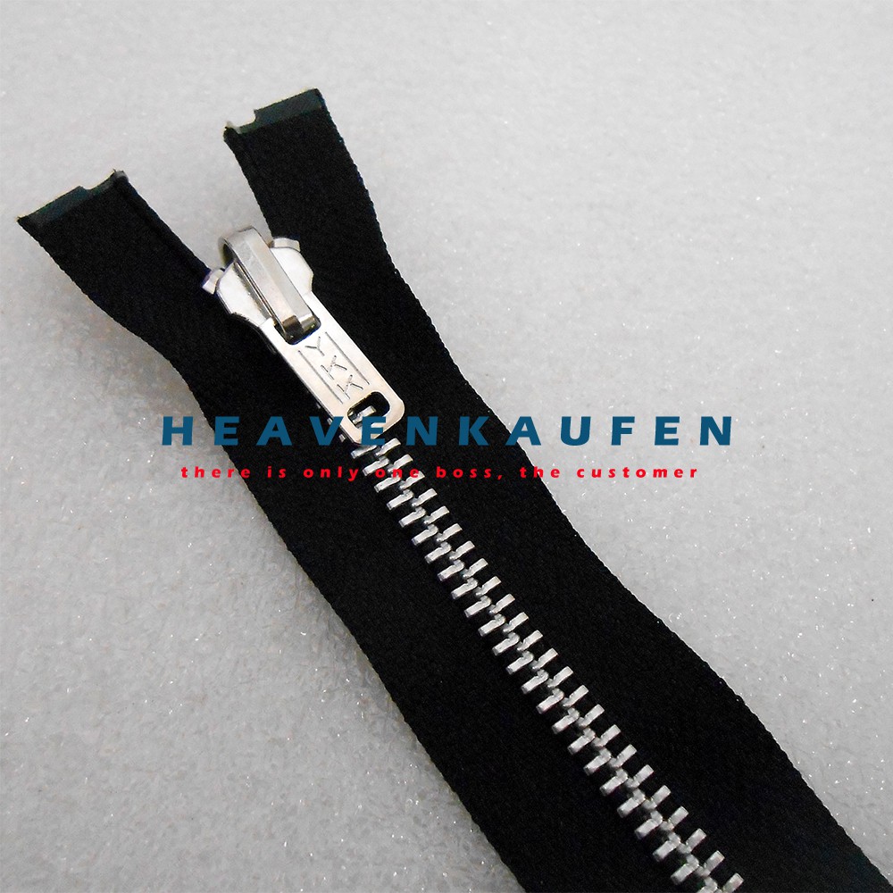 Resleting Zipper YKK 45 cm Gigi Besi Hitam - Silver Bolak Balik