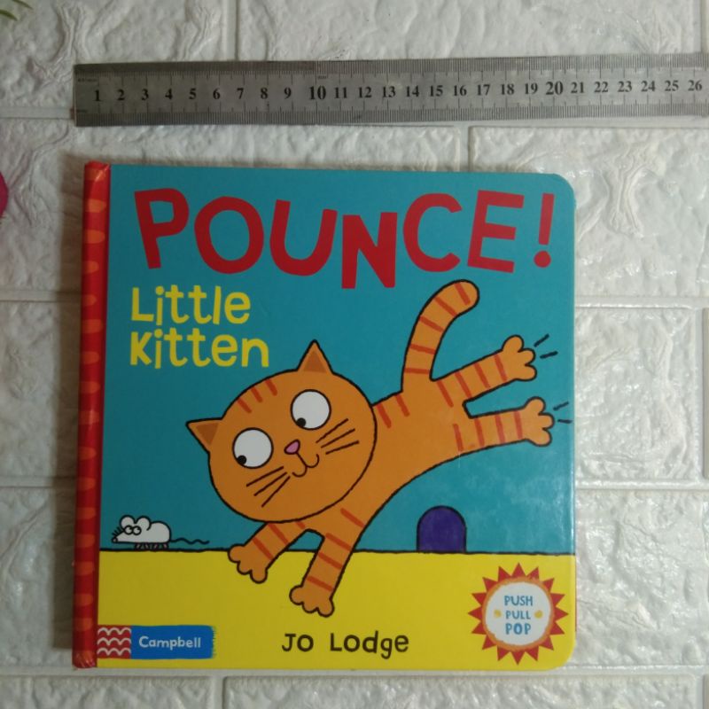 Buku anak pop up preloved second bekas Campbell POUNCE Little Kitten Push Pull Pop