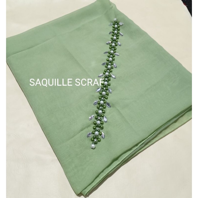 segiempat bella square payet mutiara permata/jilbab segiempat bella square bando payet/hijab bella-HIJAU MINT