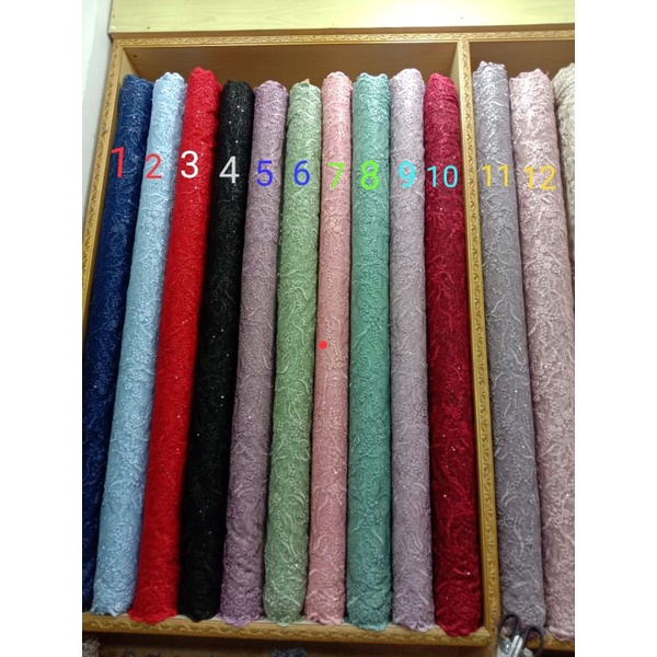 Kain tile tulle brokat brokat payet mewah/ tile murah / kain kebaya meteran