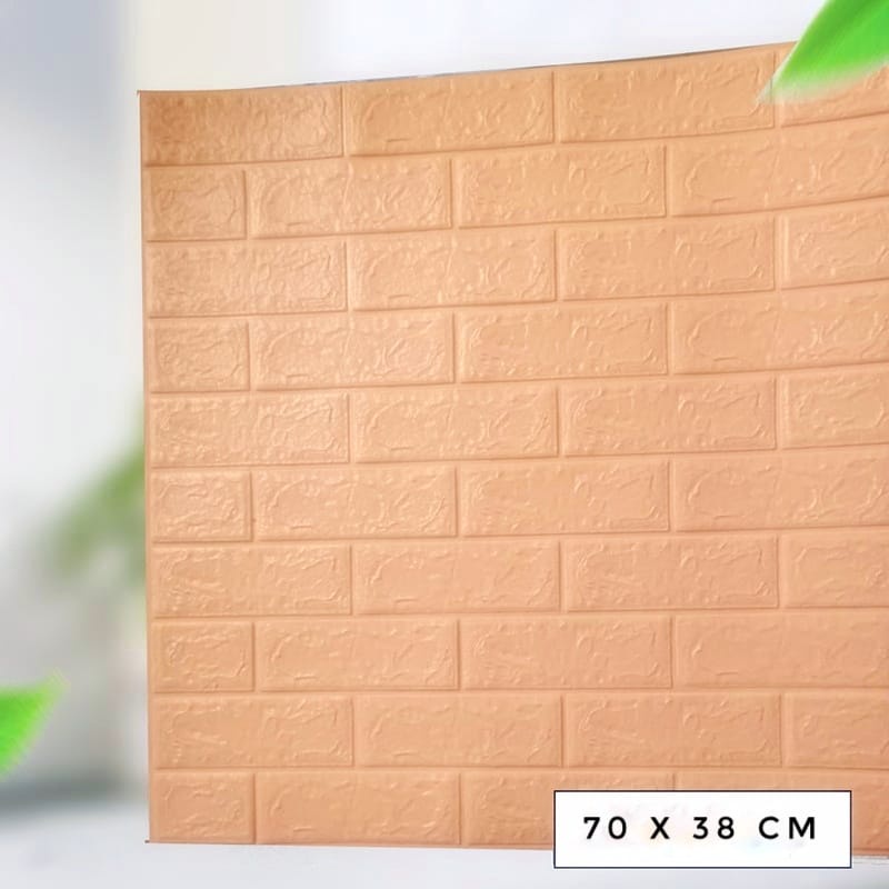Wallpaper Tembok Dinding 3D Model Batu Bata Putih/Walpaper Tembok Dinding Untuk Mempercantik Ruangan-peach
