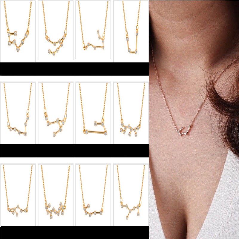 【TERSEDIA &amp; COD】Emas Gadis Korea Dua Belas Constellation Liontin Kalung