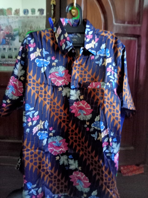 Couple Batik / Seragam Batik / Batik Kebaya Motif Bunga Sepatu Navy