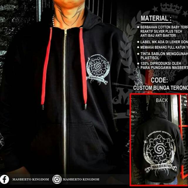 JAKET ZIPPER MASBERTO KEMBANG TERUNG NEW MK ORIGINAL